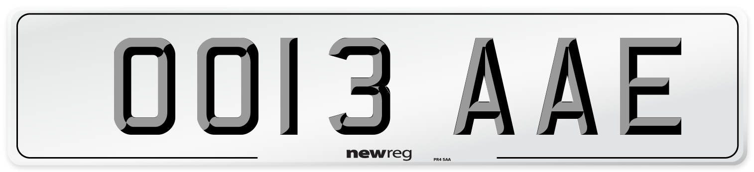 OO13 AAE Number Plate from New Reg